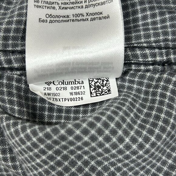 Columbia Two Times Shirt Women’s 1X Gray Check Hooded Pockets Button Down Plus - Picture 8 of 8